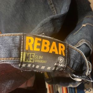 Ariat rebar M5 slim straight blue jeans.